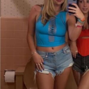 Urban Outfitters Blue Cutout Top